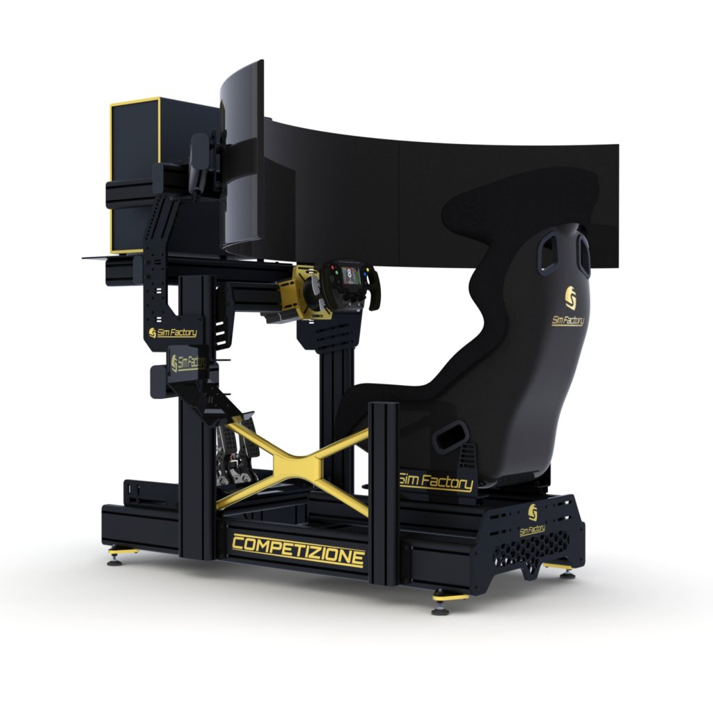 Simulatore di guida GT professionale, progettato per offrire stabilità, precisione e comfort in ogni sessione. Struttura regolabile, compatibile con i principali volanti e pedali. Ideale per chi cerca realismo e controllo assoluto.