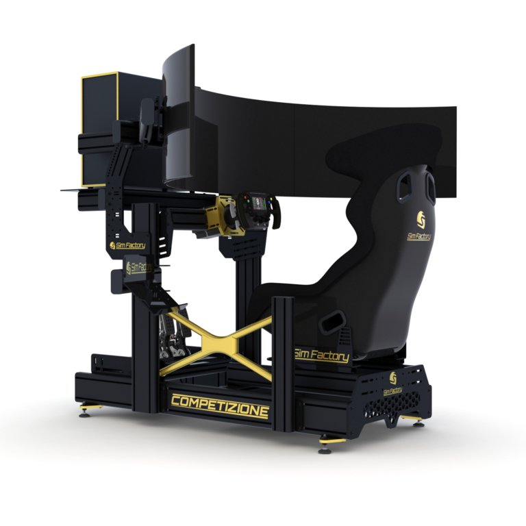 Simulatore di guida GT professionale, progettato per offrire stabilità, precisione e comfort in ogni sessione. Struttura regolabile, compatibile con i principali volanti e pedali. Ideale per chi cerca realismo e controllo assoluto.